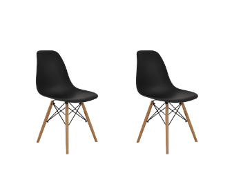 Cadeira Eiffel Wood Preta- Kit com 2
