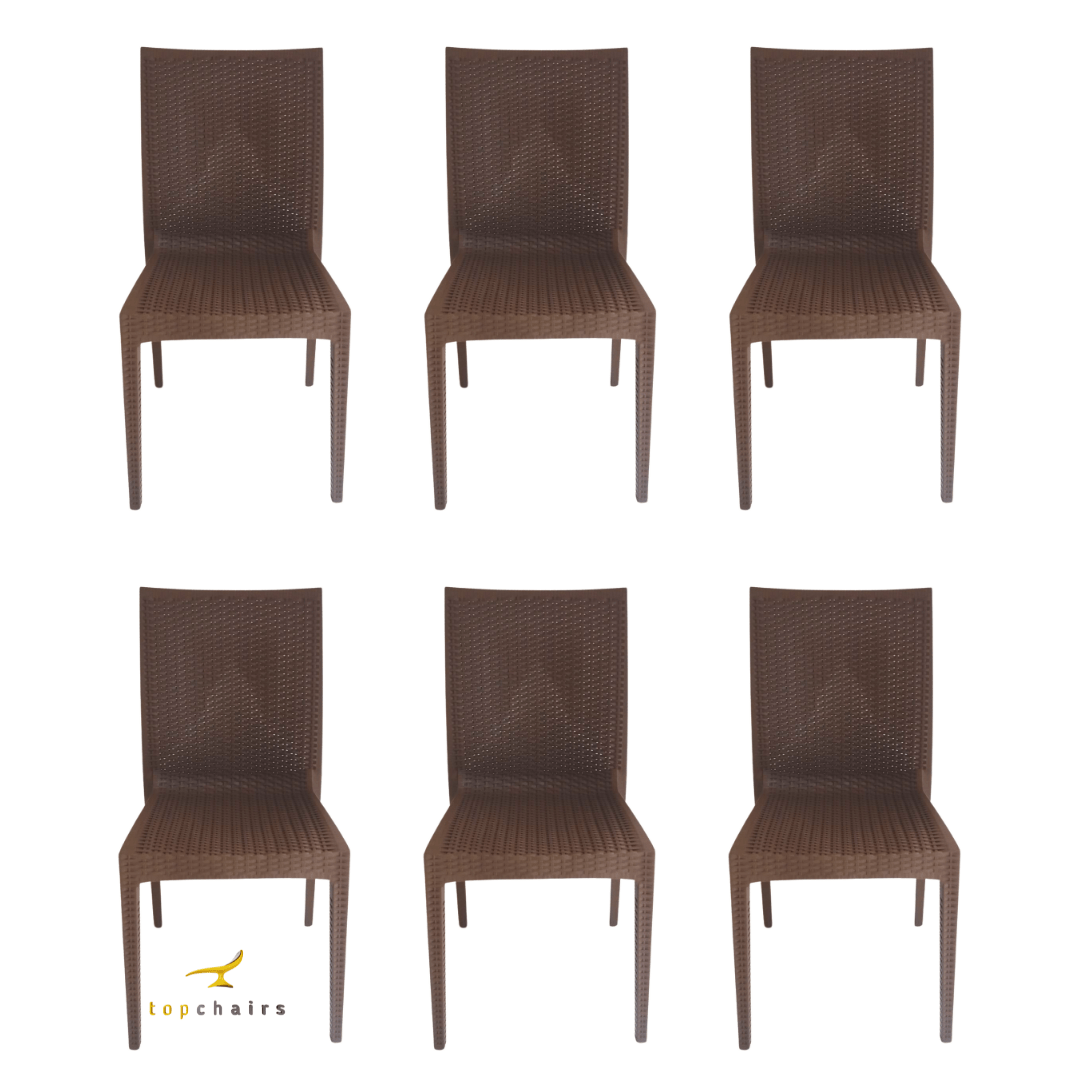 Cadeira Rattan Marrom kit com 6