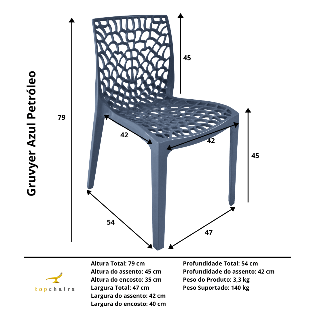 Cadeira Gruvyer Azul Petróleo Top Chairs