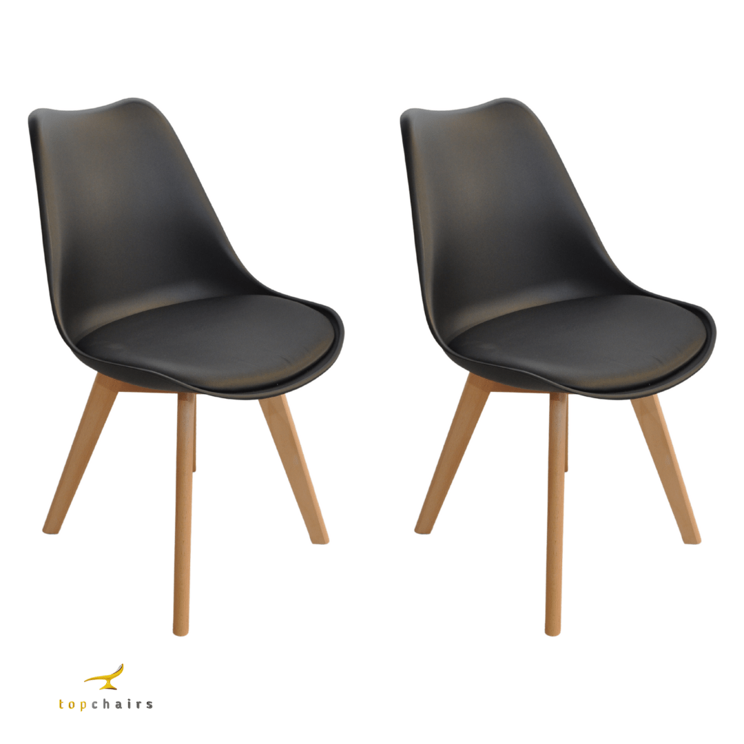 Cadeira Saarinen Wood Preta - Kit com 2 		