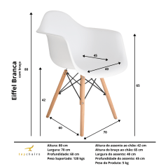 Cadeira Eiffel DAR Wood com braços - Branca