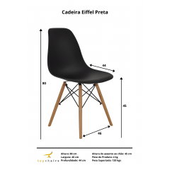 Cadeira Eiffel Wood Preta- Kit com 2