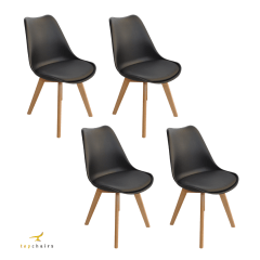 Cadeira Saarinen Wood Preta - Kit com 4		